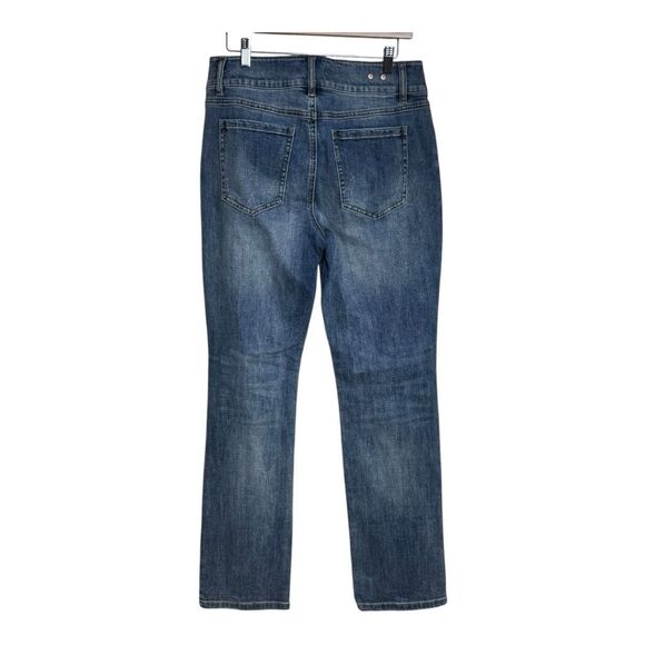 SLINK Jeans Plus Size Distressed Denim Two Button Dark Wash - Picture 2 of 6